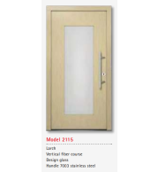 UNILUX Model 2115 Larch Door, Vertical Fiber, Designer Glass, Premium Handle, Custom Size & Security, Modern Timber Door